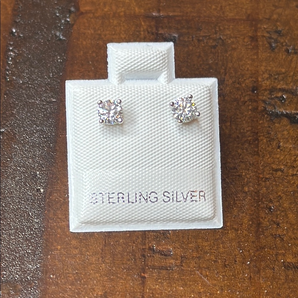 Sterling Silver & Moissanite Stud Earrings